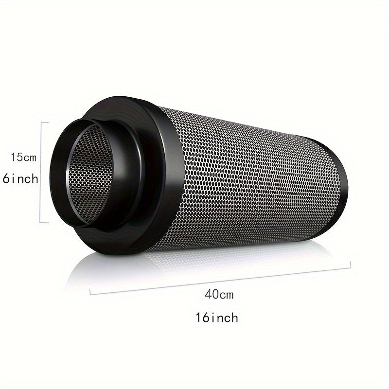 1pc Black Metal Plant Growth Tent Air Filter with 6x16 Inch dimensions, featuring Australian Activated Carbon for enhanced air quality in hydroponic gardening environments.