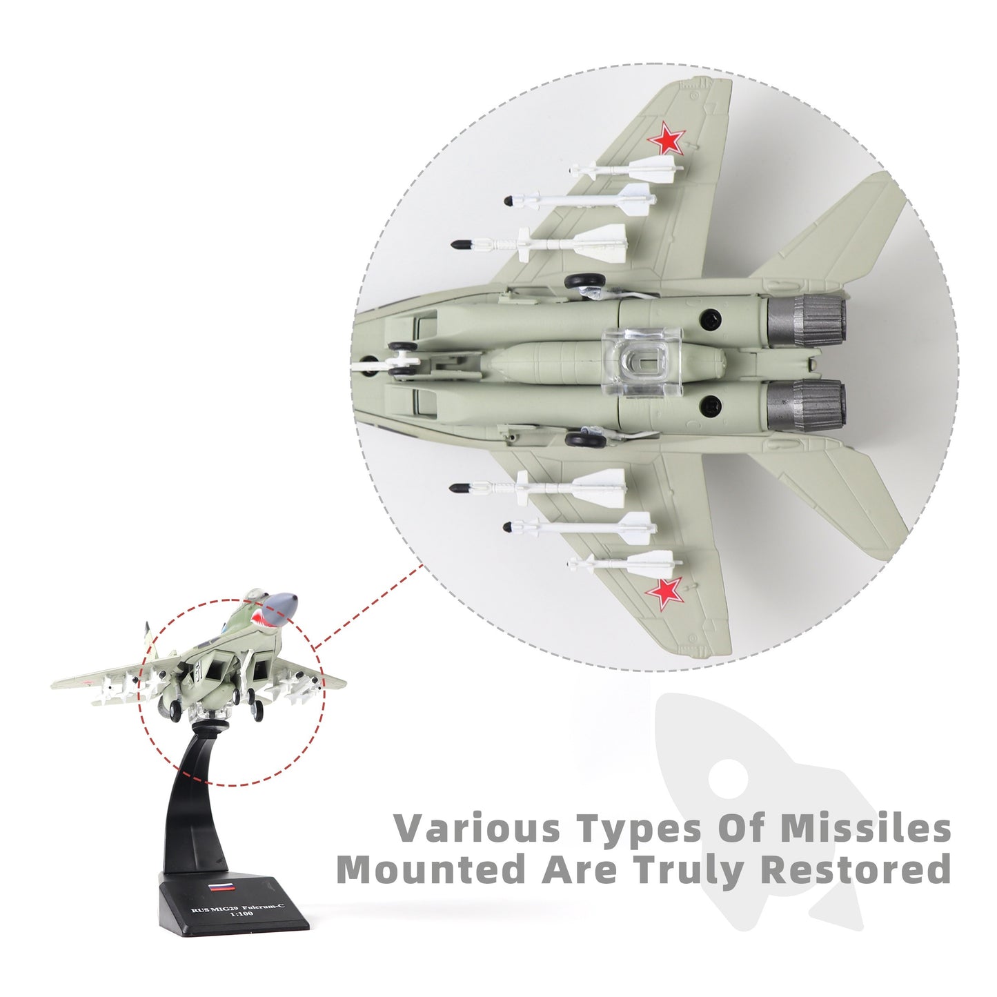 1/100 Scale Mig-29 Fighter Model Kit crafted from alloy, ideal for collectors and gifts, ages 14+.