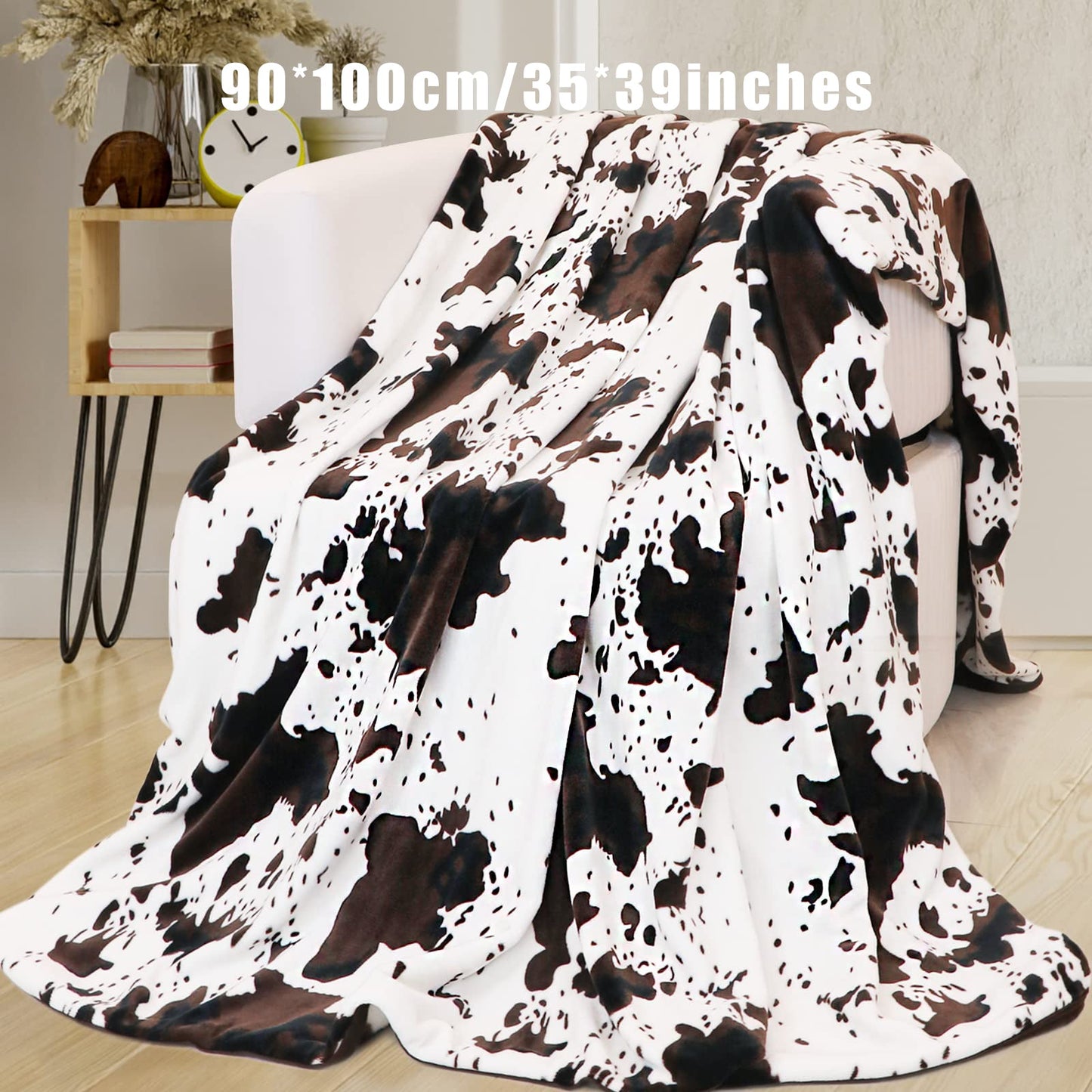 Soft and Cozy Cow Print Blanket - Plush Fleece Flannel Throw for Year-Round Comfort - Great for Daughters, Adults, Students, and Teens