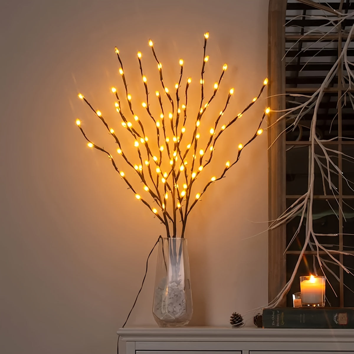 1 piece of 20 LED Branch Lights - Indoor decoration for weddings, birthdays, and Christmas - Fairy lights with branch design.