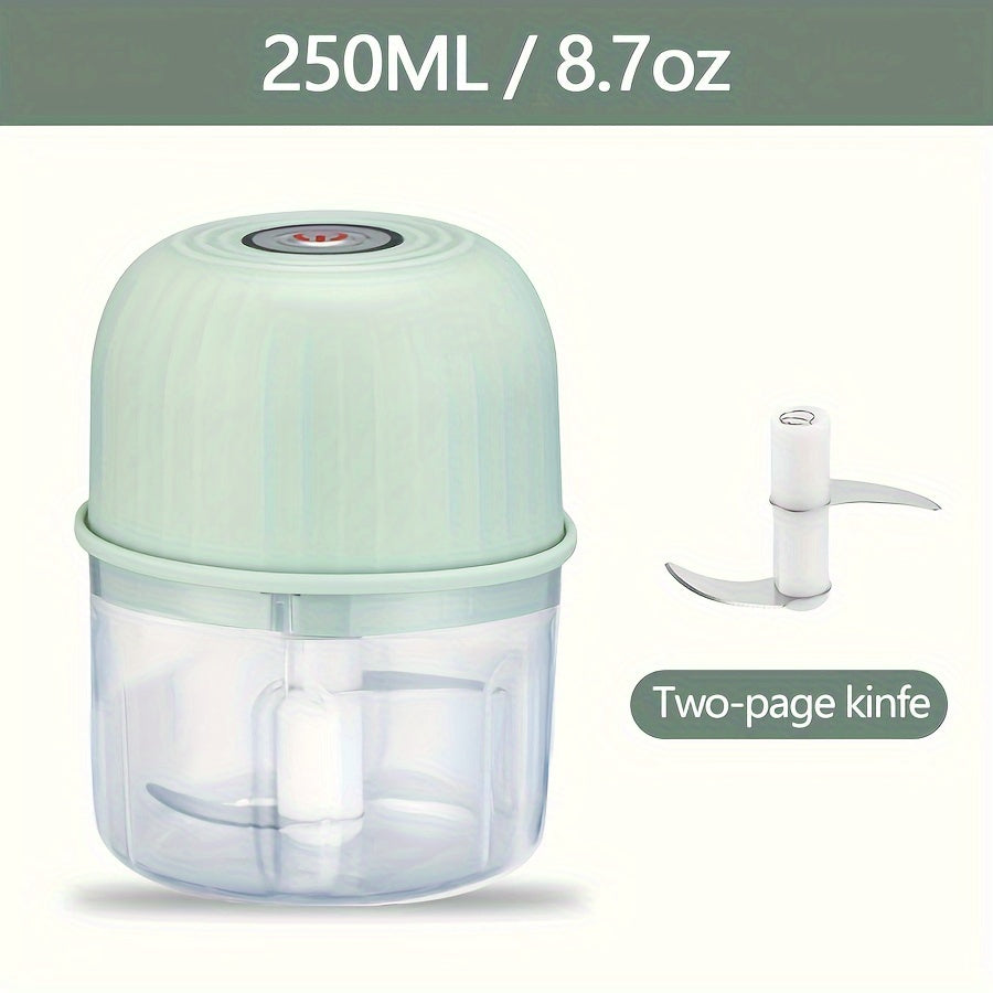 Top Pick: Portable USB Rechargeable Mini Food Chopper with 3 Stainless Steel Blades and Lithium Battery - Perfect for Chopping Onions, Garlic, Veggies, Fruits, Ginger, Chili, and Meat - Compact and Wireless Mixer for Your Kitchen - Available in Multiple