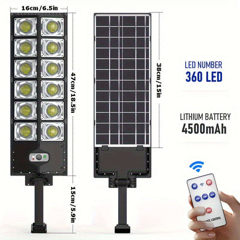 Outdoor Solar Sensor Street Light with 3 Modes of Remote Control and Large Capacity Battery, suitable for Street, Garden, Garage, Backyard, and Front Door.