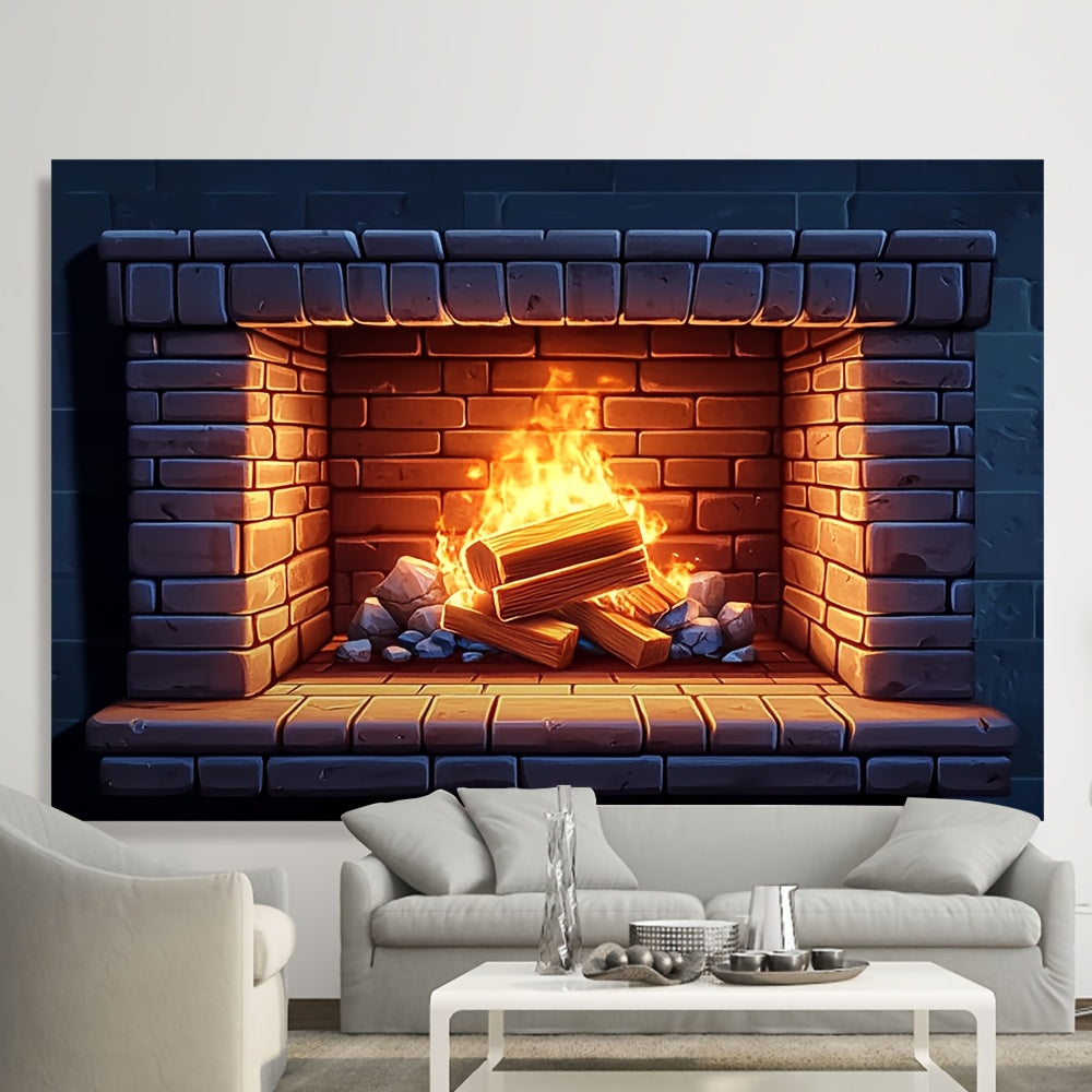 Create the cozy ambiance of a real fireplace with this 3D Fireplace Backdrop Cloth. Made from durable polyester, this wall decor is perfect for all seasons. Easy to hang with no need for electricity or batteries, it is a perfect addition to any bedroom