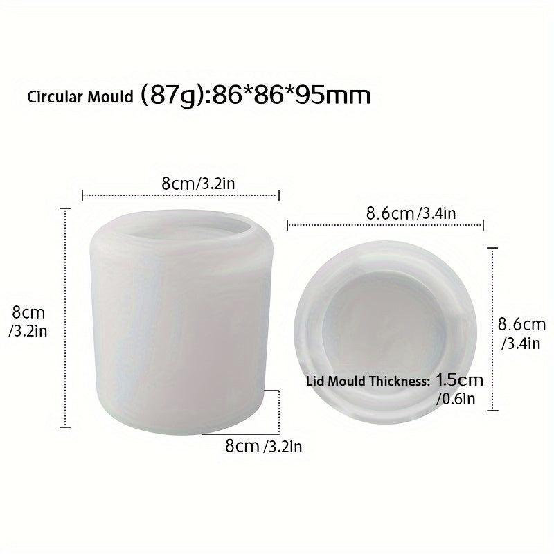 Set of silicone resin molds for creating DIY epoxy, candle cups, and storage containers in crystal epoxy round storage cup shape.