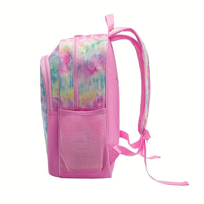 New 3-piece mermaid-themed student bag set includes a crossbody lunch bag, pen bag, and large capacity backpack suitable for school, travel, or outings. The backpack is lightweight and 16 inches in size.