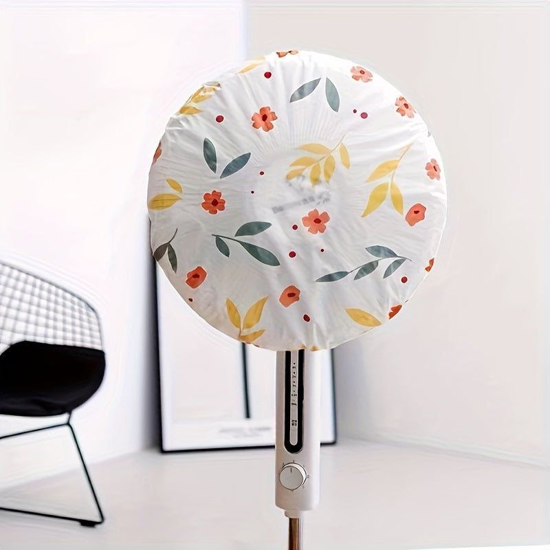 Elastic PEVA Vinyl Fan Dust Cover - Waterproof Rustic Floral Design, Suitable for Wall-Mounted & Floor Fans, Easy to Clean, Protects from Moisture and Rust