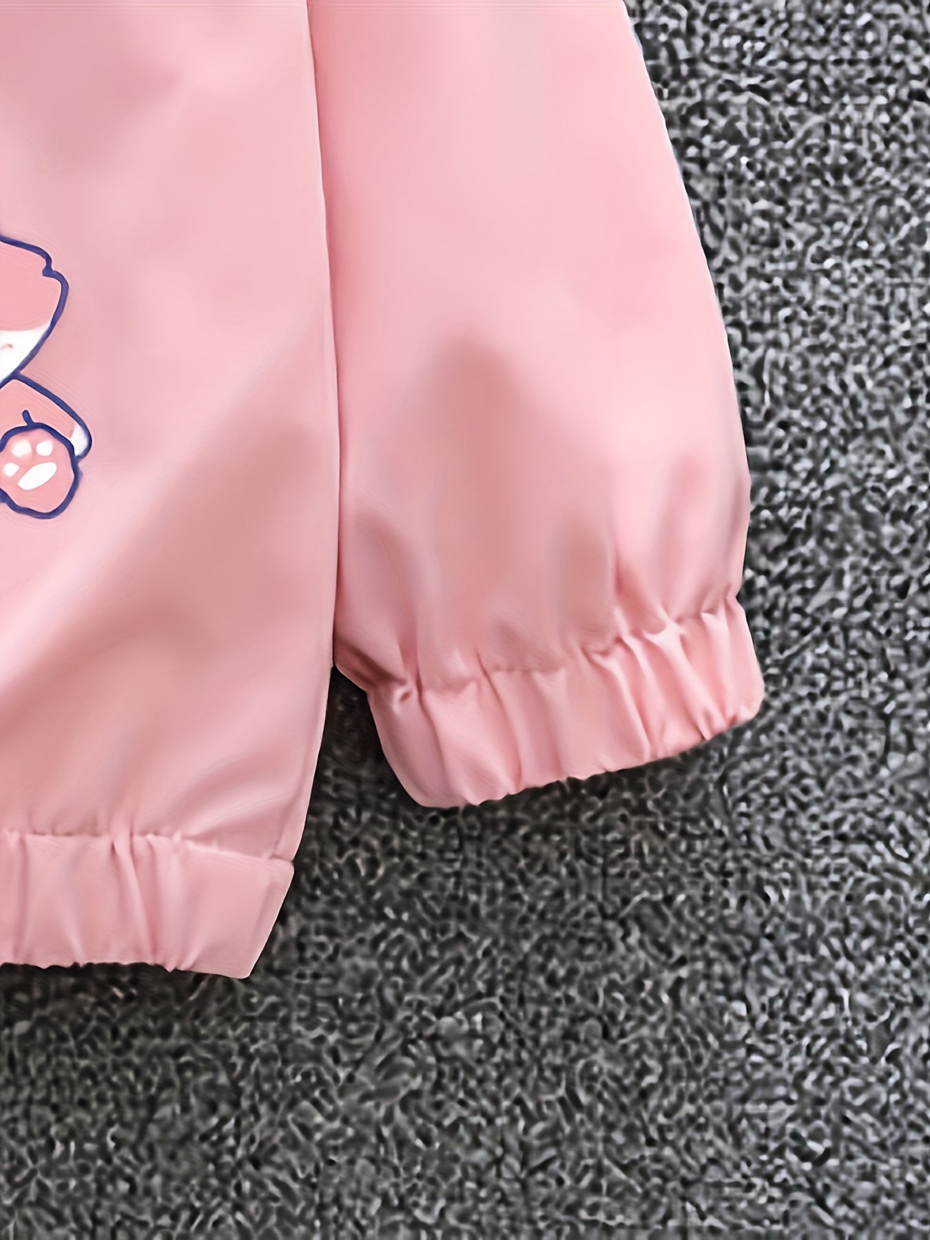 Adorable bunny print zip-up hooded windbreaker jacket for girls - great for street & casual outings.