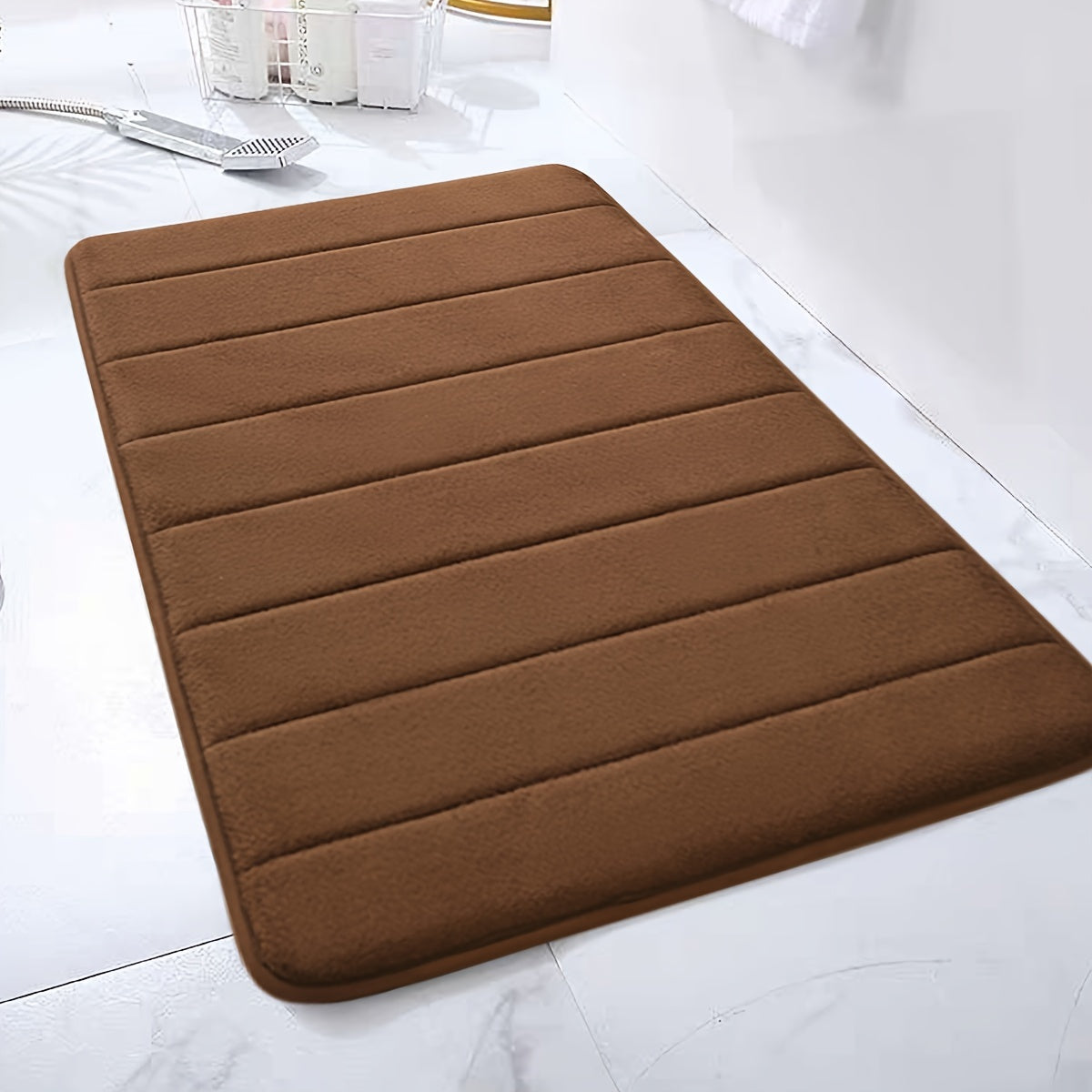 1 piece of Memory Foam Bath Mat designed for the bathroom, featuring a non-slip surface and thickened soft material that quickly absorbs water and dries fast. This machine-washable mat can also be used as a shower mat, living room or bedroom entrance