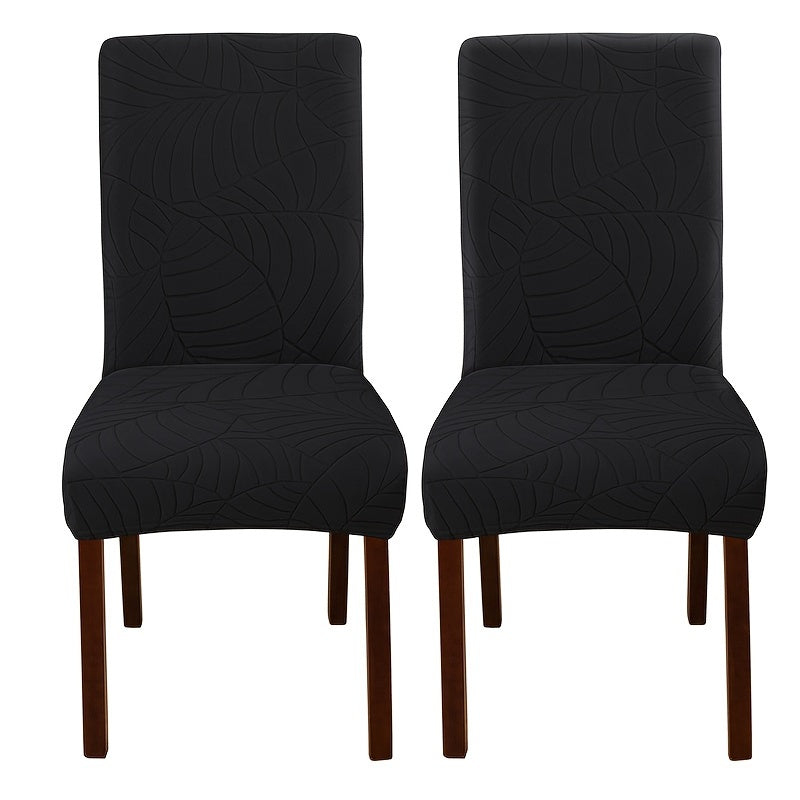 2/4pcs Leaf Jacquard Chair Covers, suitable for various chair sizes. Easy to install, non-slip, and provides protection for chairs in living rooms and kitchens.