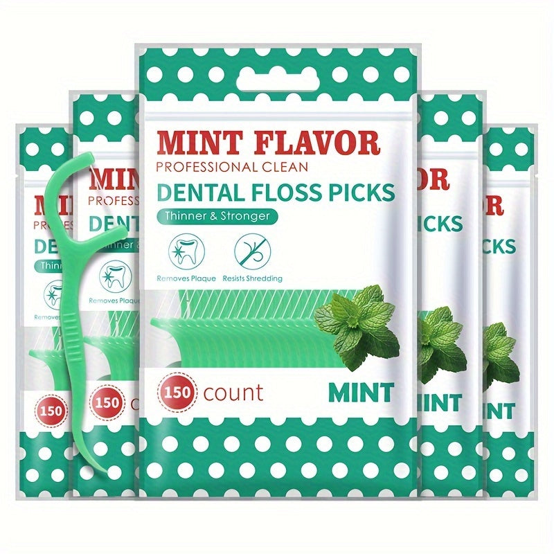 Ultra Thin Mint Disposable Dental Floss Sticks in 50, 150, 450, and 1050pcs - Portable Must-Have for Travel - Safe and Convenient.