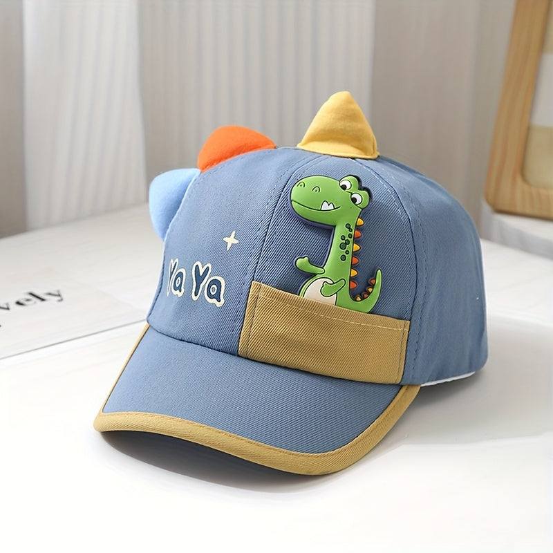 1pc Youngsters Duckbill Baseball Cap with Cartoon Dinosaur design, suitable for outdoor play for boys aged 1-3 years.