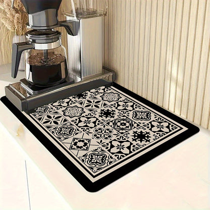 A necessary addition to any home, this retro-inspired printed tableware drying mat adds a touch of ethnic style to your kitchen. Perfect for keeping your kitchen utensils, coffee table, and coffee machine dry and clean, this versatile mat is a must-have