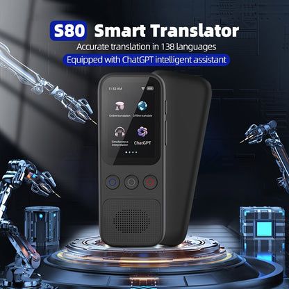 Two-way language translator with 138 language support, offline accuracy and recording, and a 5.08cm HD touch screen for travel, business, and study.