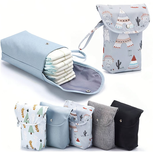 Durable polyester diaper storage bag for kids, perfect for diapers and wet wipes.