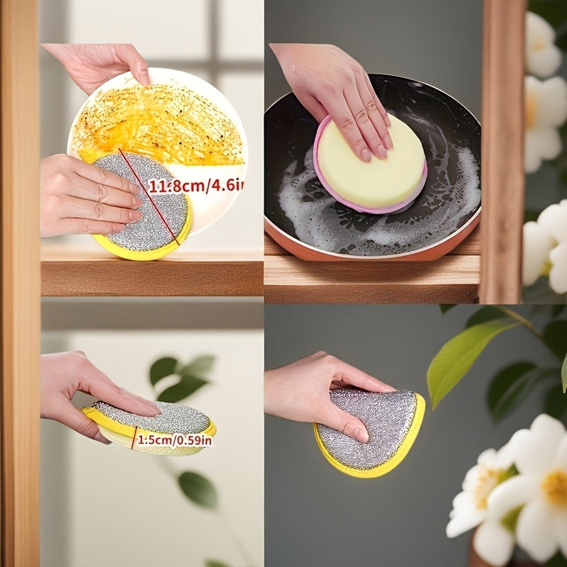 Twelve antibacterial kitchen scrub sponges included in this set, featuring double-sided non-scratching scrub pads for various cleaning tasks. These reusable and washable dishwashing brushes are high-quality cleaning accessories.