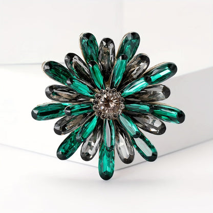 Stylish Sunflower Brooch Pins with Rhinestone Detail, Made from High-Quality Alloy Material - Chic Fashion Accessories for Women's Suits, Sweaters, and Coats