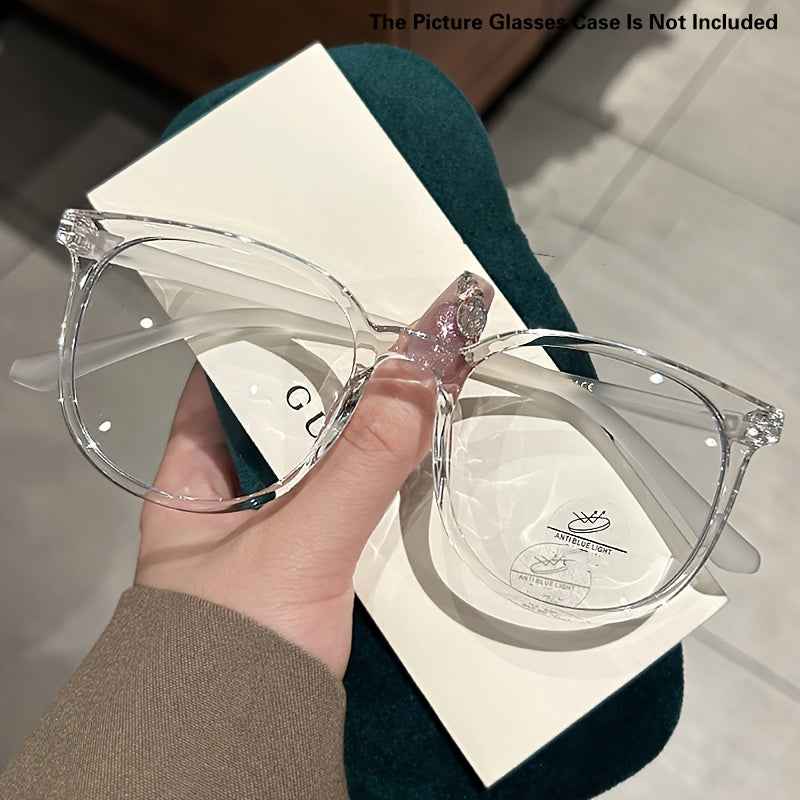 Round transparent lens glasses for retro fashion, computer use for men and women.