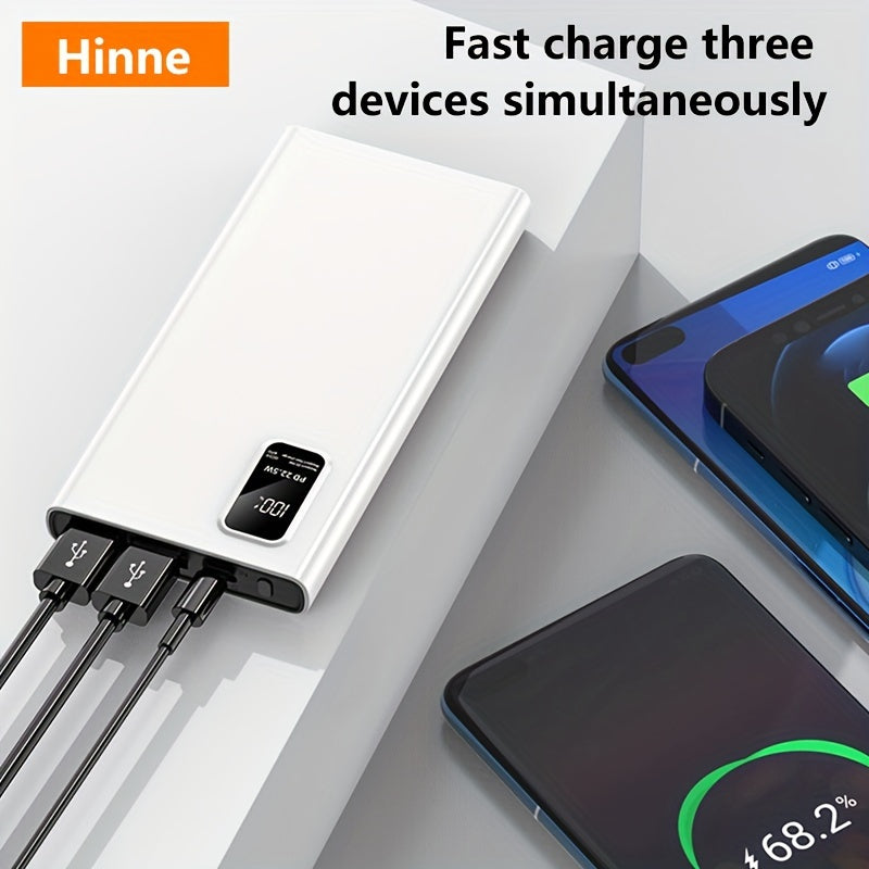 30000mAh Hinne Power Bank с быстрой зарядкой USB Type-C, LED-дисплеем, универсальной совместимостью для iPhone/Samsung/Android, легкий аварийный источник питания с литий-полимерной батареей.