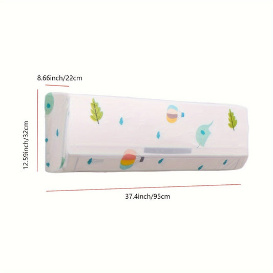 Protective Dust Cover for Wall-Mounted Air Conditioners - Fun Cartoon Design, Waterproof & Moisture-Resistant PVC Material, Simple to Clean & Reuse, Secure Elastic Band, Enhances Home Decor with Vibrant Colors