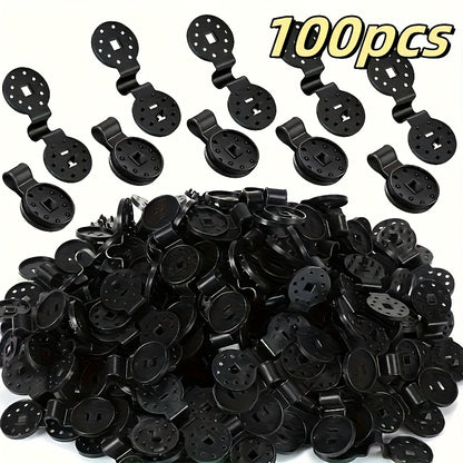 Durable plastic sunshade clips: 100 black net fasteners for garden, bird proofing, and outdoor leisure