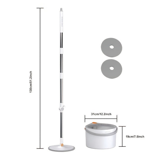 Experience the convenience of the JOYBOS Spin Mop and Bucket System, featuring a long handle for hands-free wash, dust removal, and both dry and wet use on home, kitchen, and bathroom floors. Made from durable plastic material, this system requires no