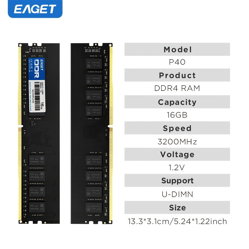 EAGET DDR4 3200MHz Desktop RAM, 8GB/16GB, High-Performance Memory Module for Intel & AMD Systems