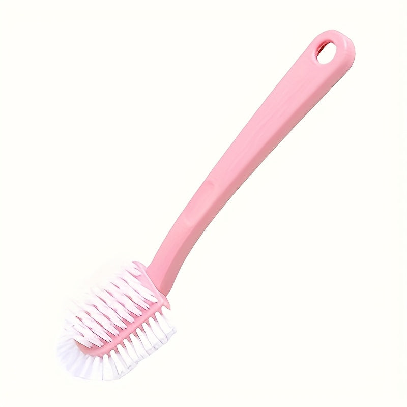 Multi-functional 5-Sided Plastic Laundry Brush with Long Handle - Durable Manual Cleaning Tool for Shoes, Clothes, Toilets, and Outdoor Use - No Electricity Required