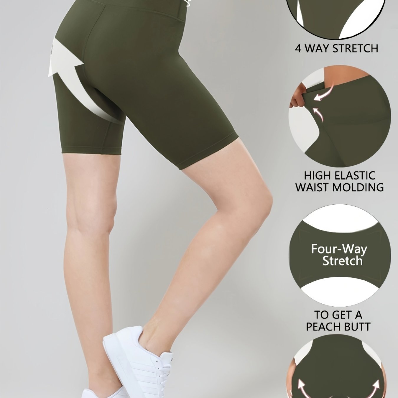 Elastic waistband shaping shorts and leggings for women.