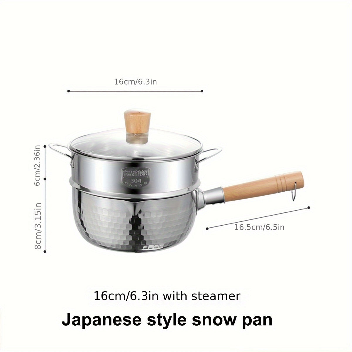 Japanese Stainless Steel Snow Pan, Household Small Milk Pan, Non-stick Pan for Food Supplements, Cooking Noodle Soup Pan, Suitable for Electromagnetic Stove, 1 Piece