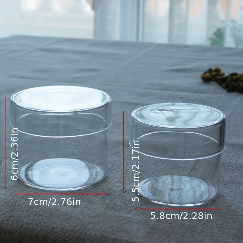 Set of high borosilicate glass tea storage jars - includes 1 clear glass airtight container with lid for storing candy, snacks, and jewelry. Can be used as kitchen organizer canisters, food safe and designed in a stylish Nordic style.