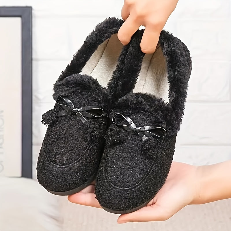 Women's slip-on loafers with non-slip, warm qualities, cozy back, ideal for home use, elegant and stylish.