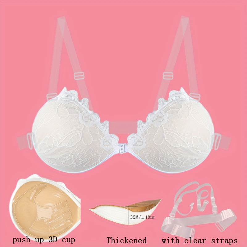 Women's Strapless Lace Nipple Covers with Push Up Buckle, Self-adhesive Breast Lift Pasties.