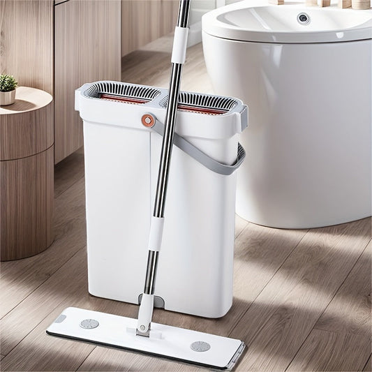 Get your hands on the 1set Stainless Steel Flat Mop and Bucket Set for hassle-free cleaning - no need for electricity! Perfect for all areas of your home, car, and more.