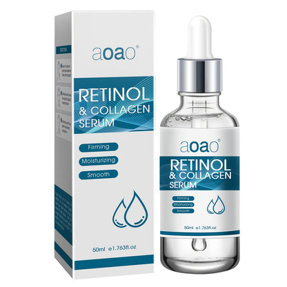 High-End Facial Treatment Serum for Smooth, Beautiful Skin with Retinol, Collagen, and Hyaluronic Acid, Alcohol-Free.