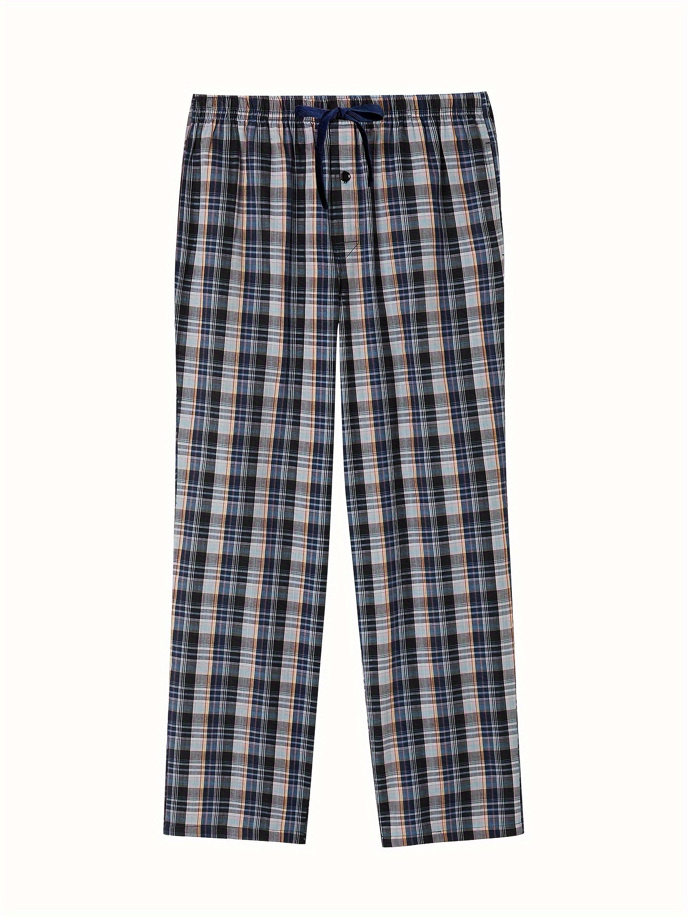 Men's Cotton Plaid Lounge Pants with Pockets