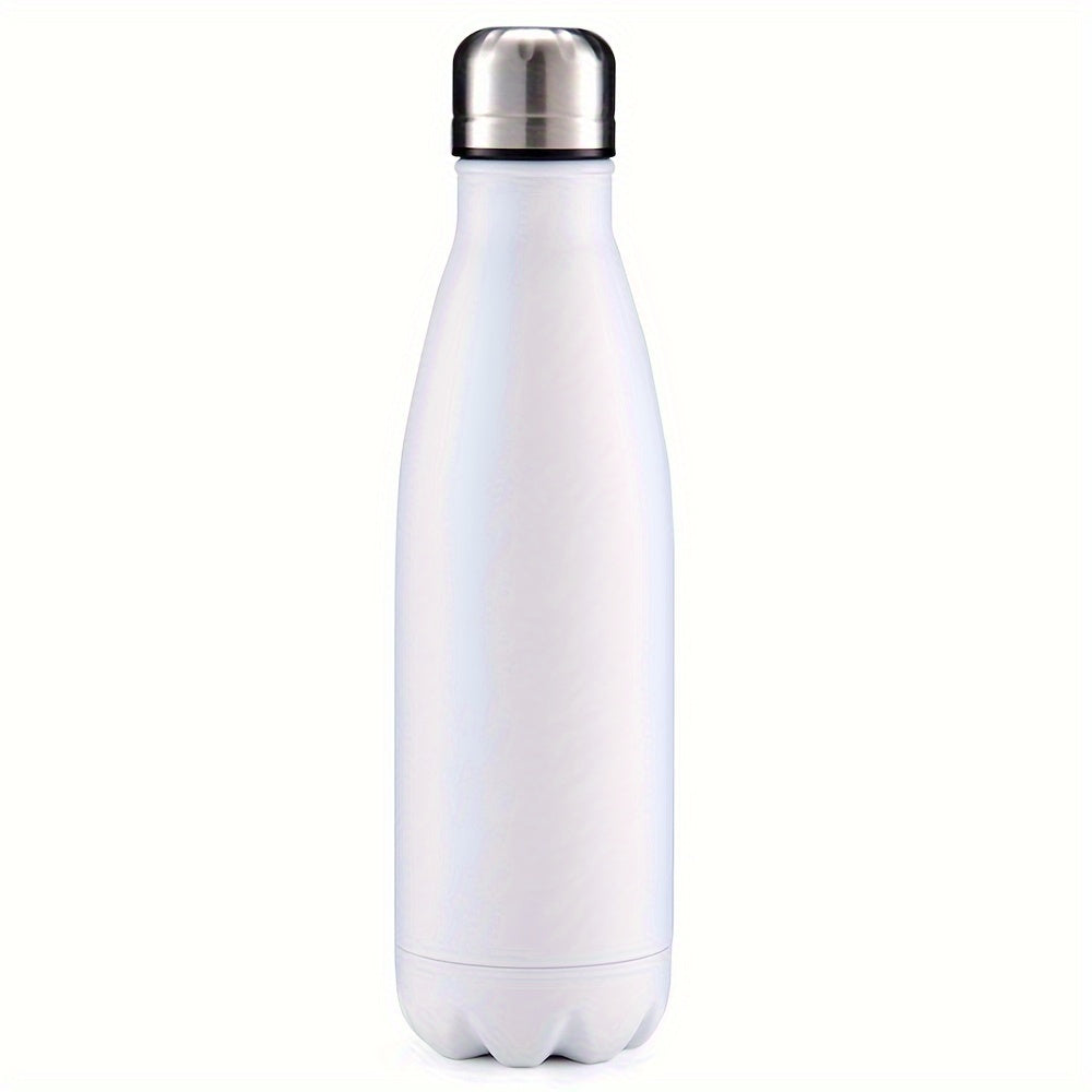 Customized stainless steel water bottle, 17oz, leak-proof, BPA-free, oval shape, insulated for gym, office, and outdoor use, hand wash recommended.