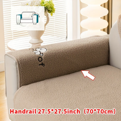 Soft Sherpa sofa cover, pet-friendly, non-slip, machine washable.