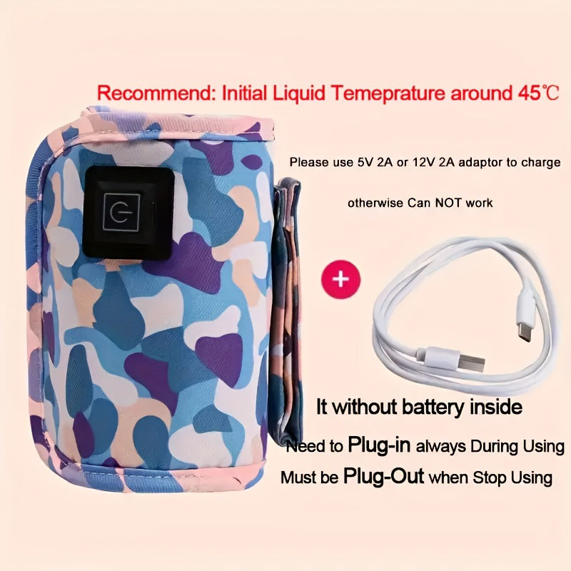 Portable USB bottle warmer for travel, camping, and outdoor adventures. Great for keeping milk formula warm on the go. Can be used in the car, stroller, or at home. The insulated bag keeps bottles warm for nursing. Makes a perfect Easter gift for