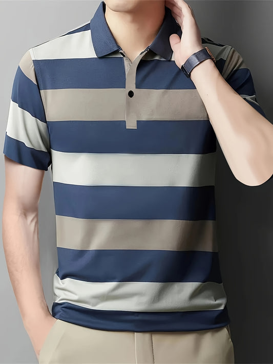 Men's Casual & Trendy Colorful Striped Shirt - Perfect for All Seasons, Machine Washable, Great Gift