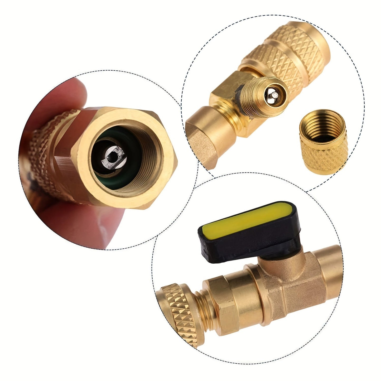 Set of Brass Valve Core Removal Tools with 10 Spare Cores, Dual-Head Design for Easy Installation, Non-Electrical, Anti-Slip Grip, Long-lasting for HVAC, Air Conditioning, and Automotive Care