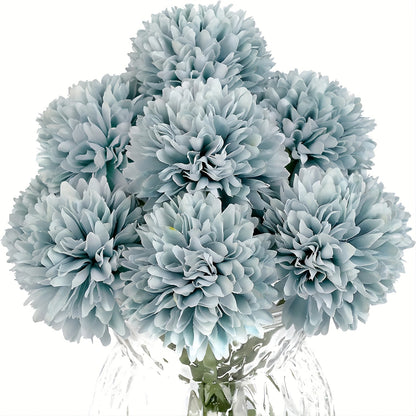 10 artificial chrysanthemum ball flowers for wedding bouquets, home decor, or party table centerpieces.