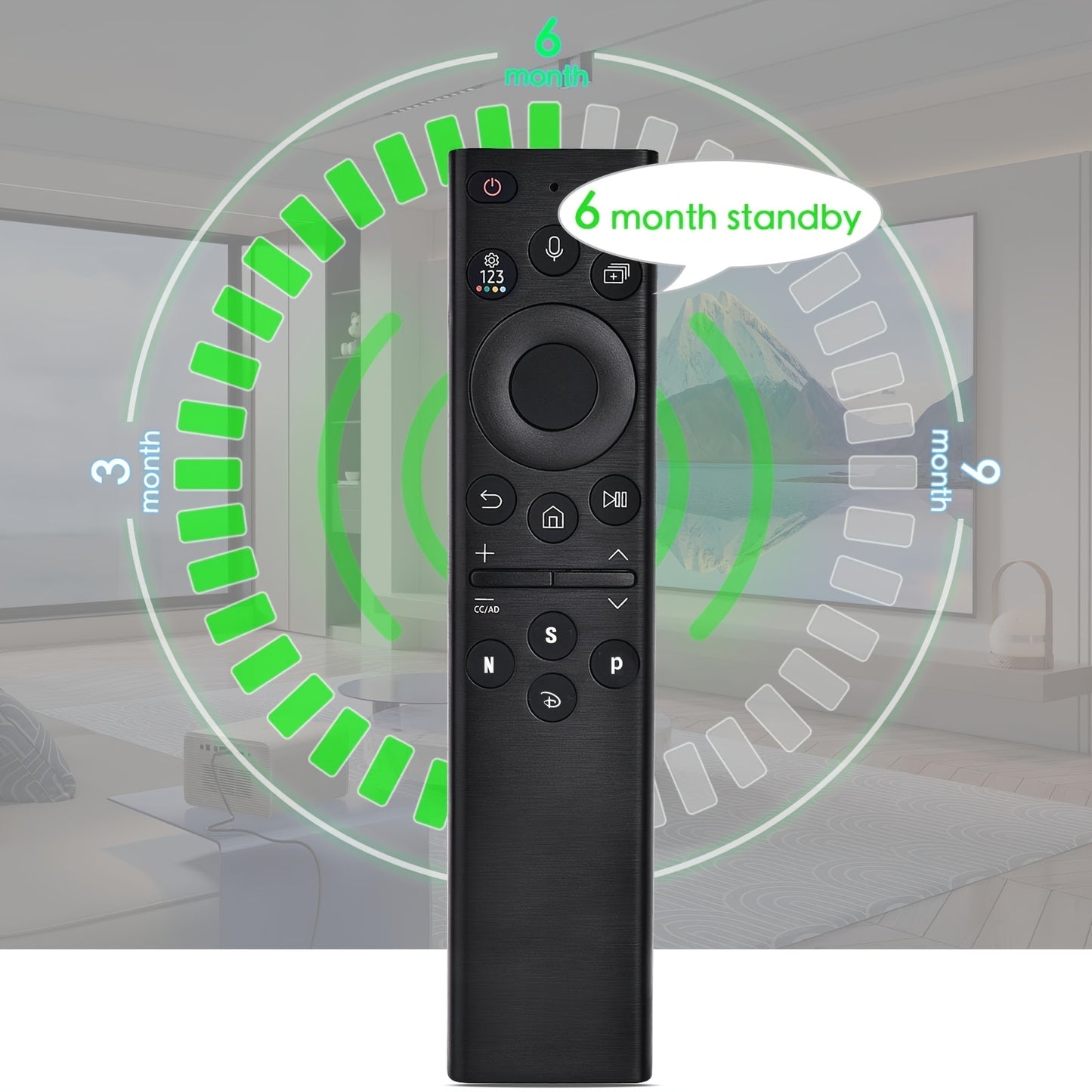 2022 model voice remote for Samsung Smart TV, compatible with 2018-2022 models, infrared & wireless, battery powered, voice search, battery not included.