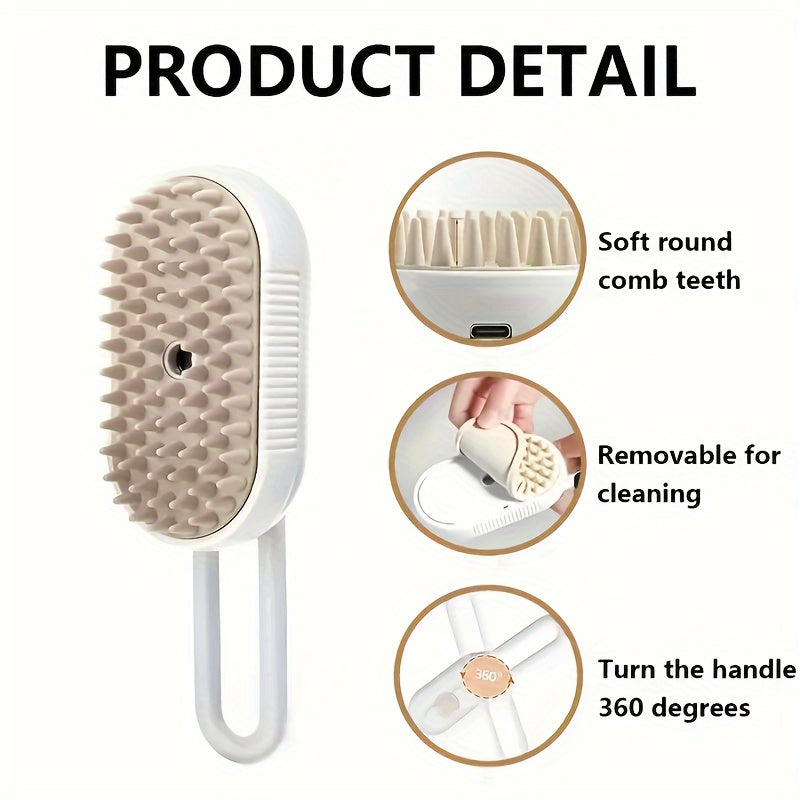 3-in-1 Small Animal Steam Brush for Cats and Dogs, Comb with Steam to Remove Tangled Hair