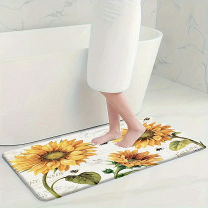 Set of 4 velvet sponge bath mats featuring non-slip designs in leaves, flowers, sea waves, and wooden board patterns. Includes an extended thickened toilet rug, durable non-slip bathroom rug, comfortable U-shaped toilet mat, and toilet cover mat for