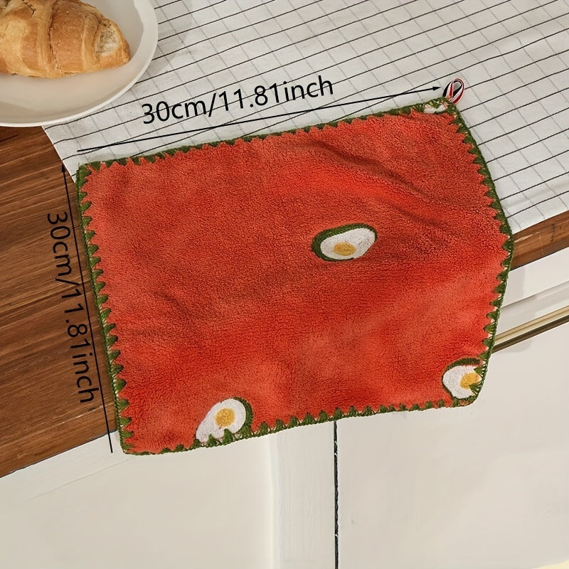 Soft, absorbent towels with cartoon embroidery for bathroom or kitchen use, quick-drying, 30x30cm size.