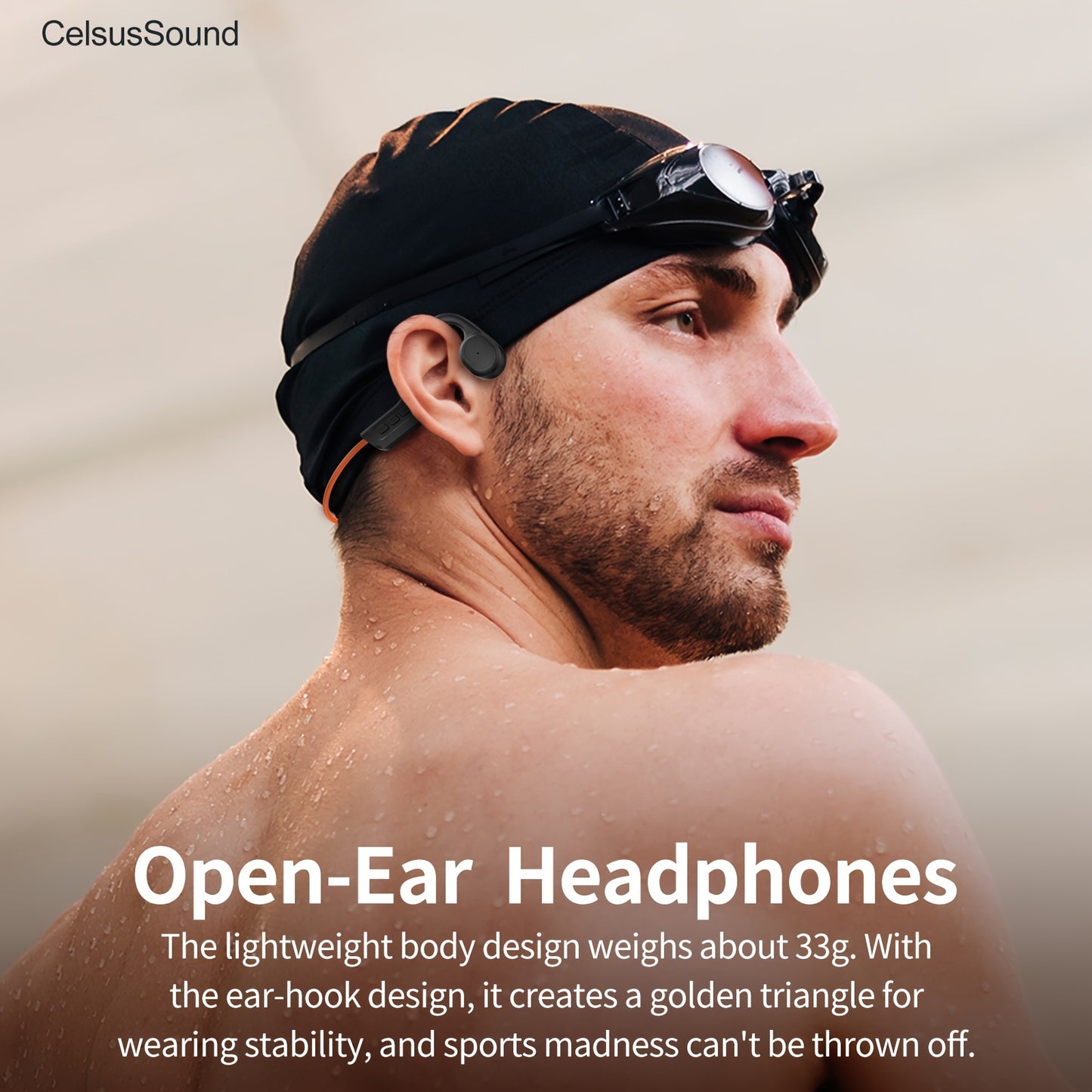 CelsusSound Bone Conduction Headphones BT 5.3 - Ideal for active lifestyles with sweat-resistant, open-ear design, and wireless stereo sound.