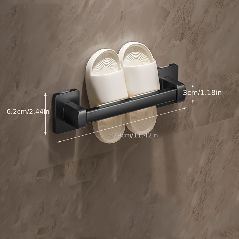 Wall-mounted shoe organizer for bathroom with space-saving storage solution, no-drill metal slipper rack, 1 piece.