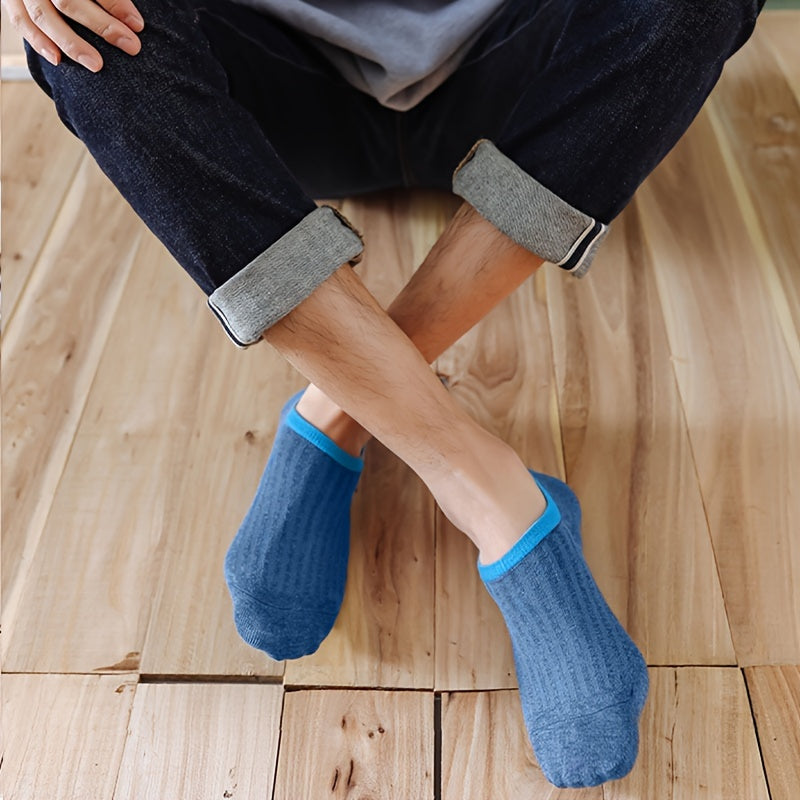 10 pairs of men's summer invisible socks with vertical pattern, ultra-thin and breathable, that stay in place.