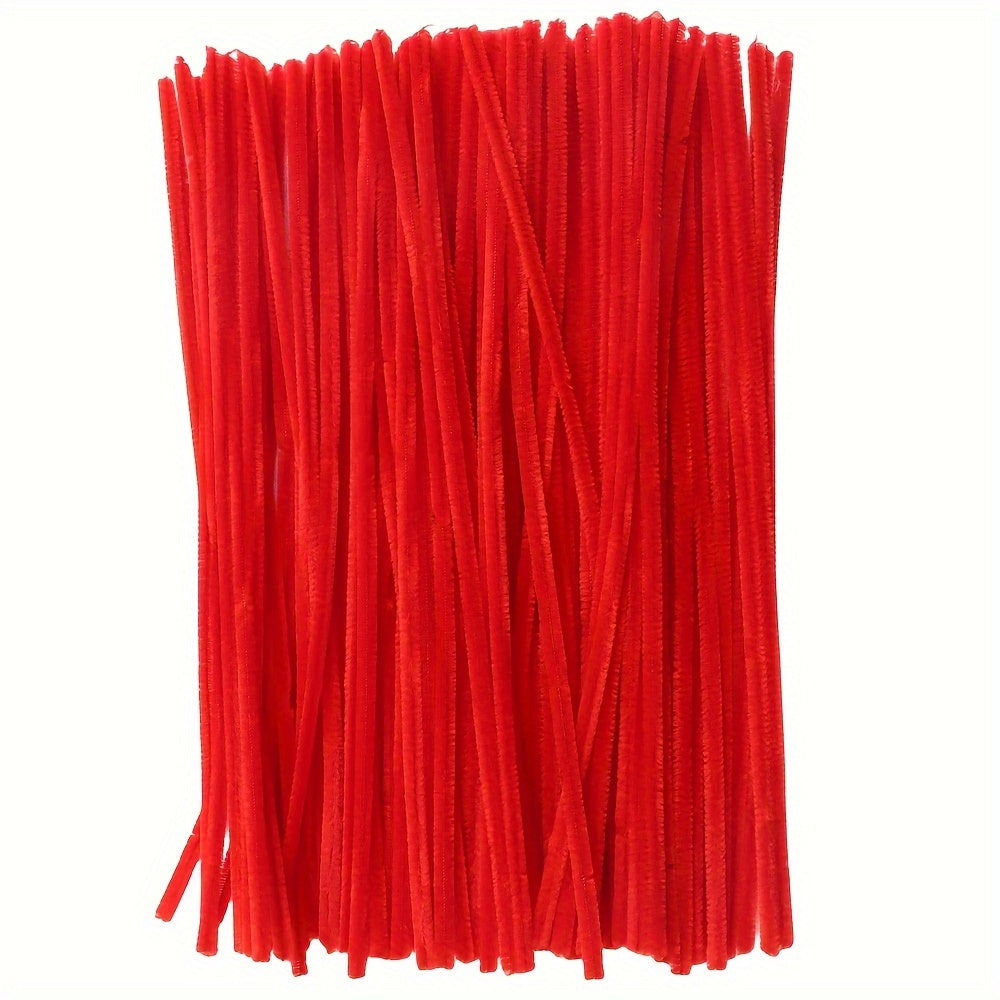 100 colorful chenille stems, 30cm long, for DIY crafts.