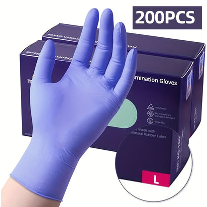 A 200-pack of 6mil multi-purpose disposable nitrile gloves that are tear-resistant, waterproof, ambidextrous, powder-free, and latex-free. Ideal for home cleaning, cooking, food handling, beauty, gardening, and pet care.